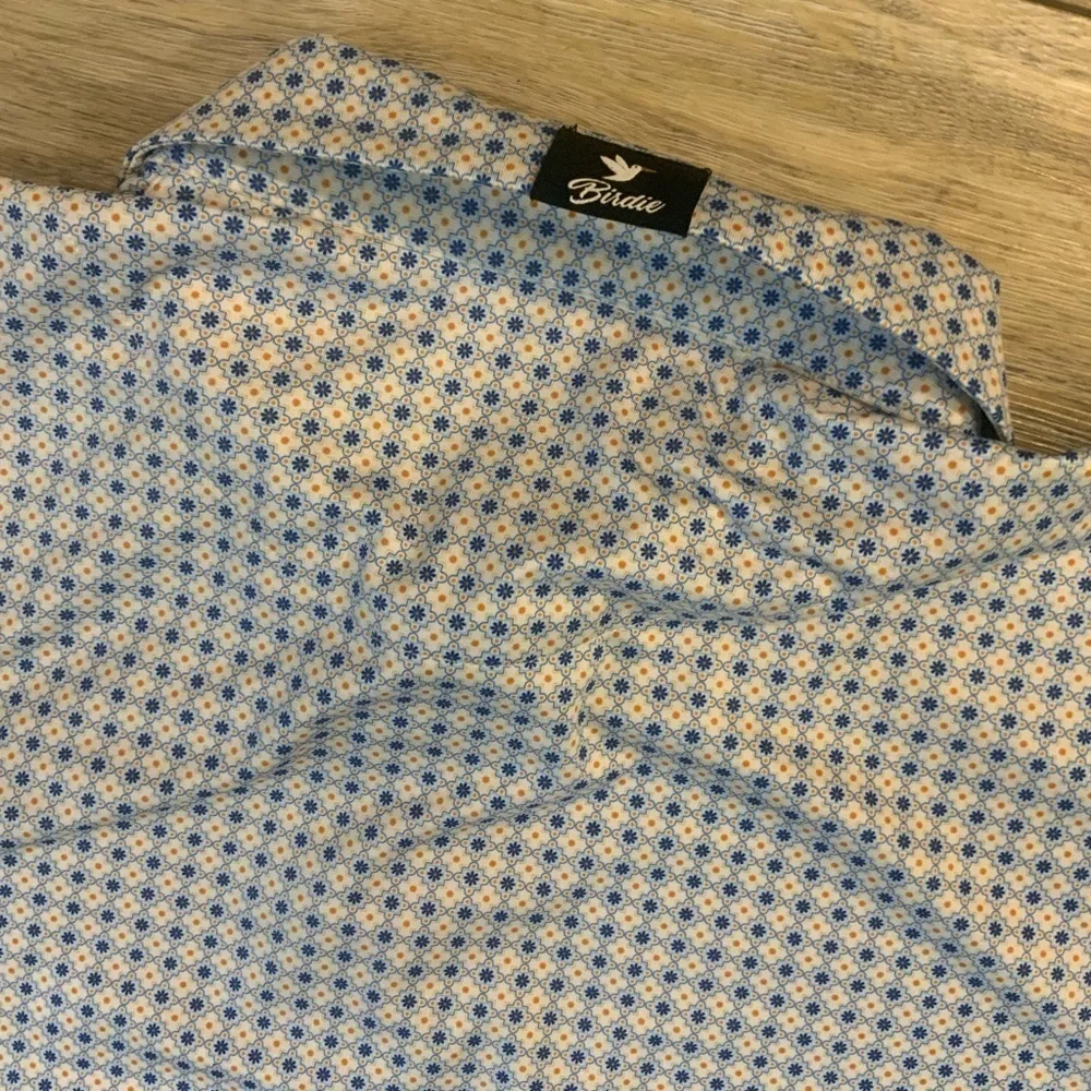 Birdie Threads Blue and White Men's Golf Shirt